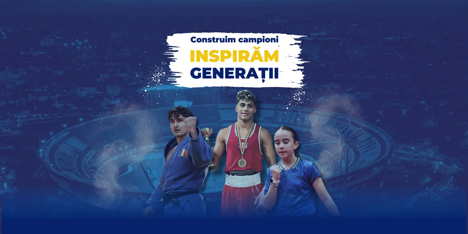 Campionii CSM Slatina pe fundalul Stadionului 1 Mai